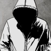 Dibujo en blanco y negro de un avatar sin rostro