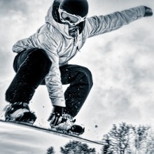 Schwarzweiss-Avatar des Snowboards