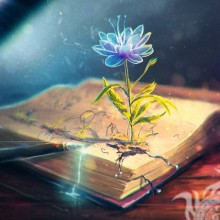 Una flor crece de un libro una hermosa imagen para un avatar