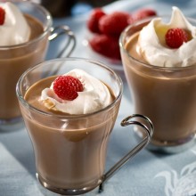 Coffee dessert with raspberries