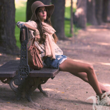 Girl on a bench photo on an avatar