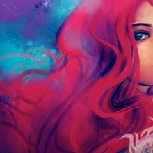 Рисунок девушки с красными волосами на аву