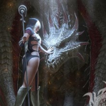Arte de menina e dragão no avatar