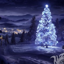 Árbol de navidad en la imagen del bosque para avatar