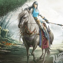 Арт с девушкой-воином на коне
