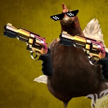 Lustiges Avatar-Standoff-Huhn mit Waffe