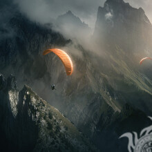Parachutist in the mountains photo on your profile picture