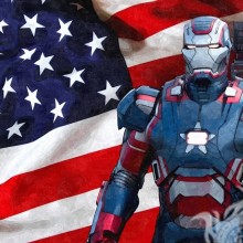 Железный человек на фоне американского флага рисунок