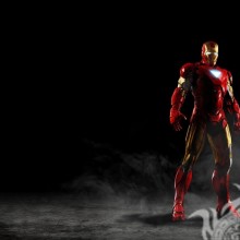 Iron man in full growth on a black background avatar