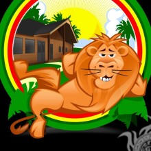 Leão alegre no desenho do avatar