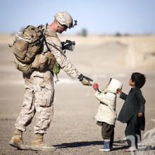 Soldier with children on avatar