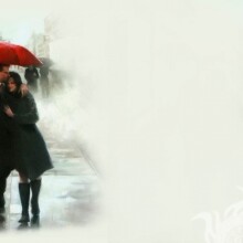 Парень с девушкой под красным зонтом на аву