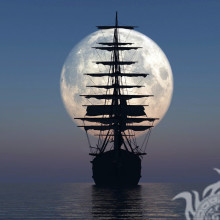 Корабль на фоне огромной луны аватарка