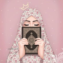 Muslim girl and quran picture for icon