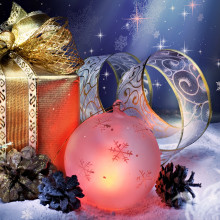 Avatar mit Weihnachtsschmuck und Geschenken
