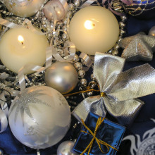 Christmas balls and candles for icon