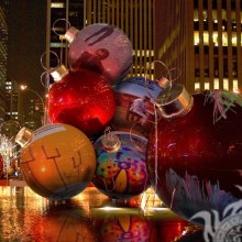 Installation von Weihnachtskugeln Foto auf einem Avatar
