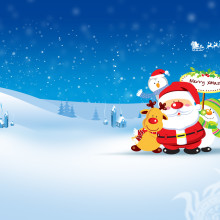 Мультяшный Санта Клаус с оленем на аватарку