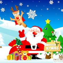 Мультяшный Санта Клаус с оленем на аву