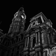 Clock tower dark photo on the bottom of the profile picture