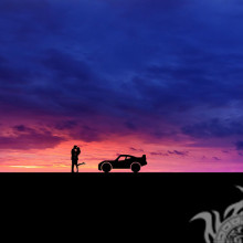 Romantic kiss car sky avatar