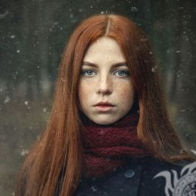 Redhead girl with freckles beautiful photo for icon
