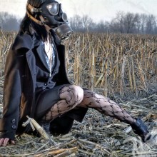 Girl in gas mask for icon download