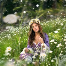 Beautiful girl with flowers on avatar download