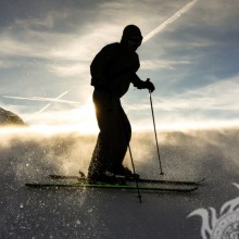 Silhouette of a skier