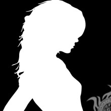 Silhueta de uma garota na cintura em um avatar de fundo preto