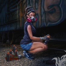 Beautiful art with a girl in a mask