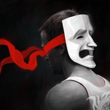 Art avec un masque triste sur l'avatar