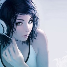 Arte realista con auriculares para Ava.