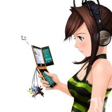 Photos d'anime de filles avec des écouteurs sur un avatar