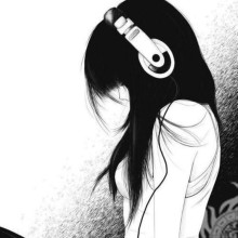 Foto com uma garota usando fones de ouvido para um avatar