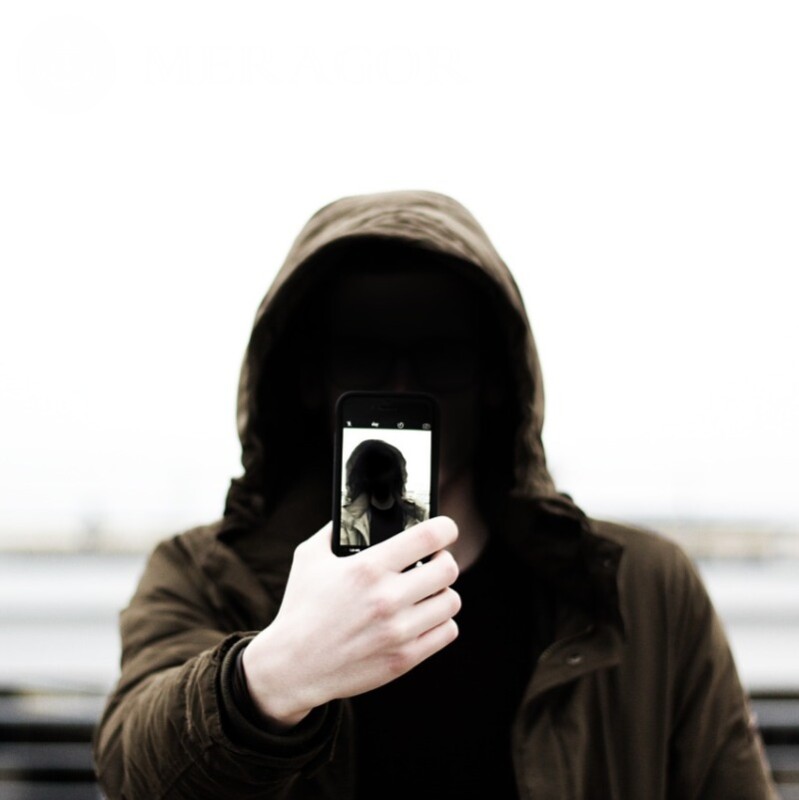Selfie photo without face Without face Hooded