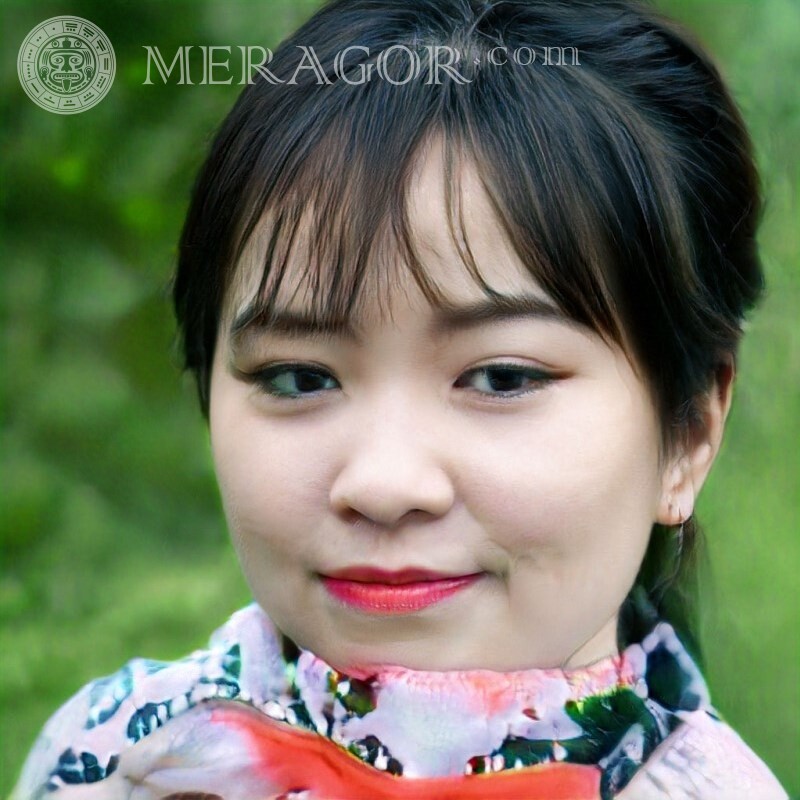Foto von Mädchen auf einem Avatar mit Pony Gesichter von Mädchen Asiaten Gesichter, Porträts