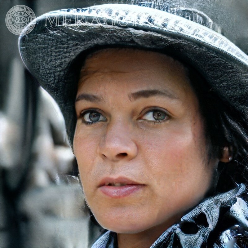 Foto de una mujer con un sombrero en un avatar Rostros de mujeres Mujeres Caras, retratos
