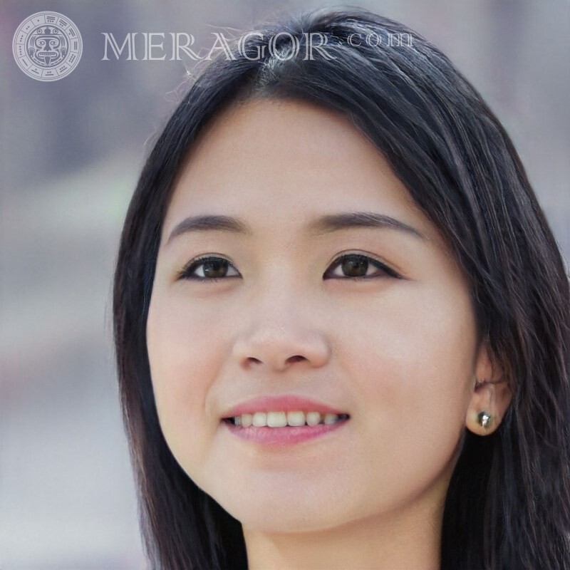 Telefon Avatar für ein Mädchen Gesichter von Mädchen Asiaten Bruenette Gesichter, Porträts
