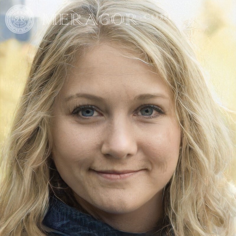 Blondes Mädchen mit einem Gesicht auf einem Avatar Gesichter von Mädchen Gesichter, Porträts Einfache