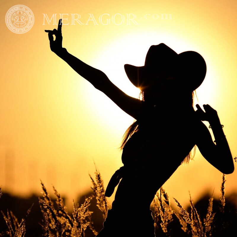 Girl cowboy silhouette picture Silhouette