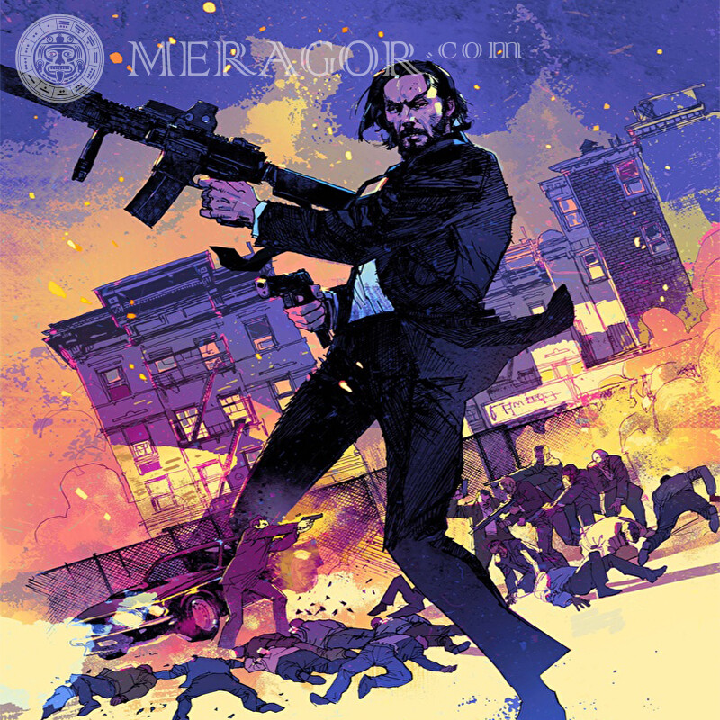 Avatar John Wick herunterladen Mit Waffe Counter-Strike Standoff Anime, Zeichnung