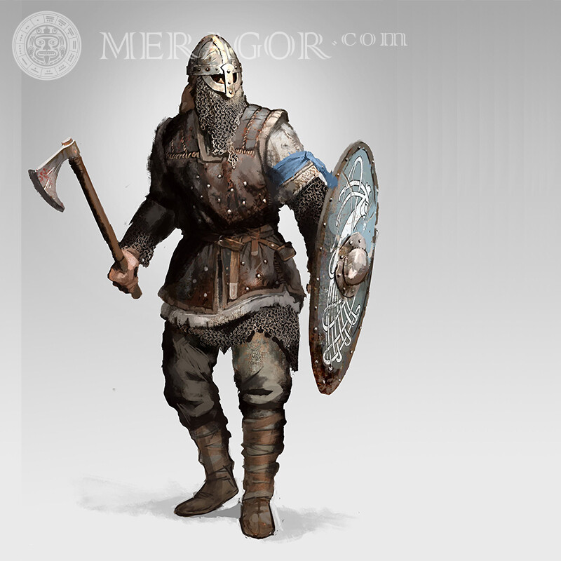 Avatar vikingo con descarga de escudo Con armas