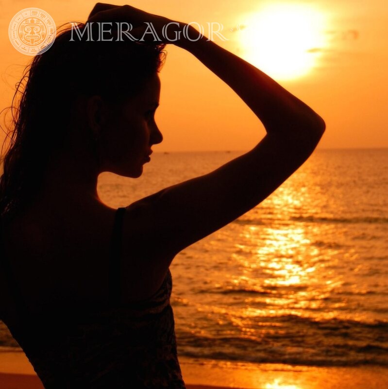 Silhouette of a girl by the sea photo free download Silhouette Without face Girls