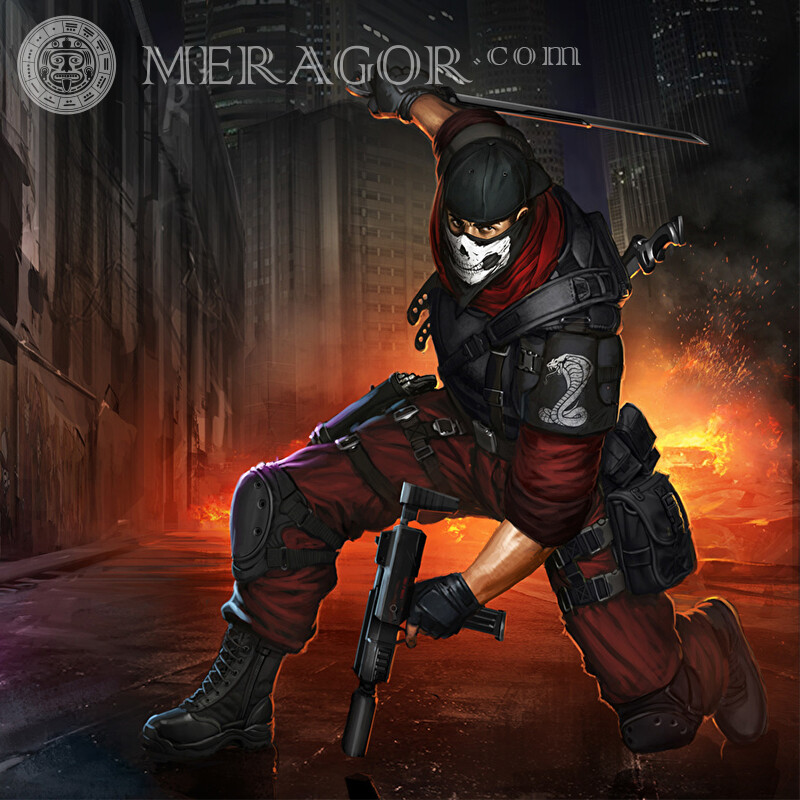 Descargar avatar de guerrero enmascarado Enmascarado Con armas