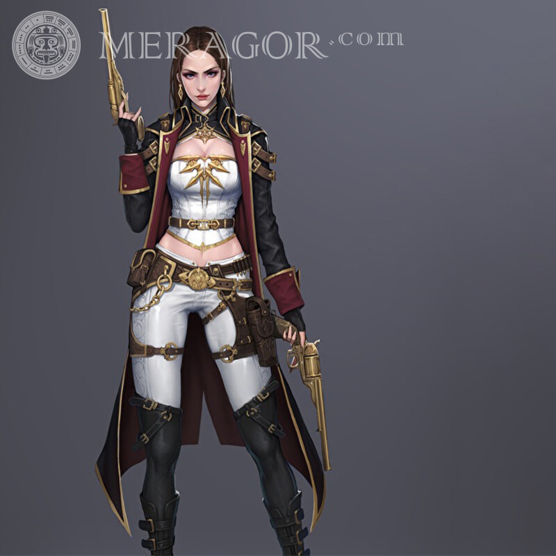 Icon with beautiful pirate girl download With weapon