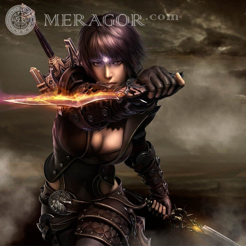 Icon beautiful warrior girl download For VK With weapon