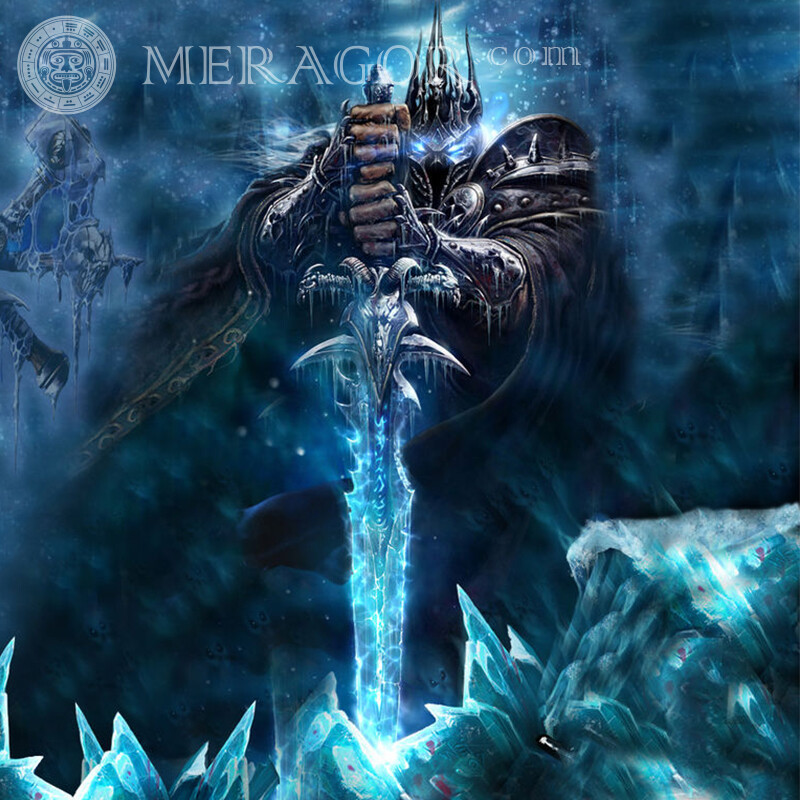 Icon with Lich King All games World of Warcraft With weapon