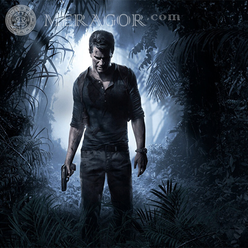 Icon with man in the jungle download With weapon