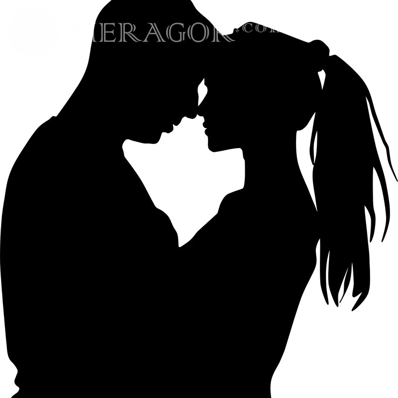 Pareja abrazándose silueta en la página de avatar de pareja Silueta Chico con chica